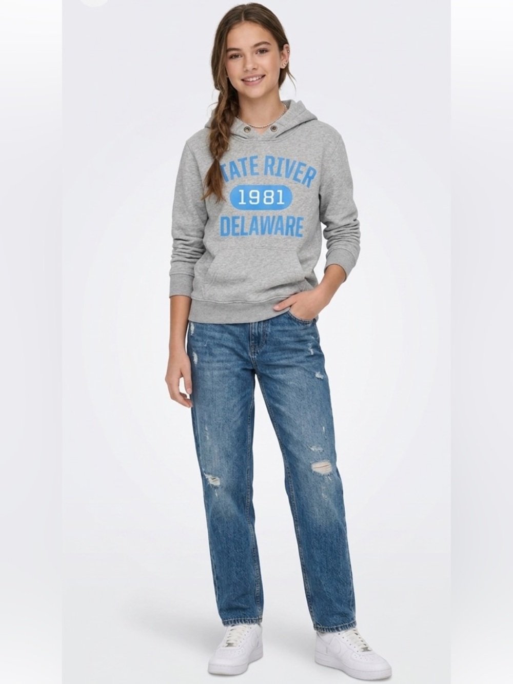 H&M Gray & Blue State River 1981 D
Hoodie Sweatshirt Size 14 Years Cotton